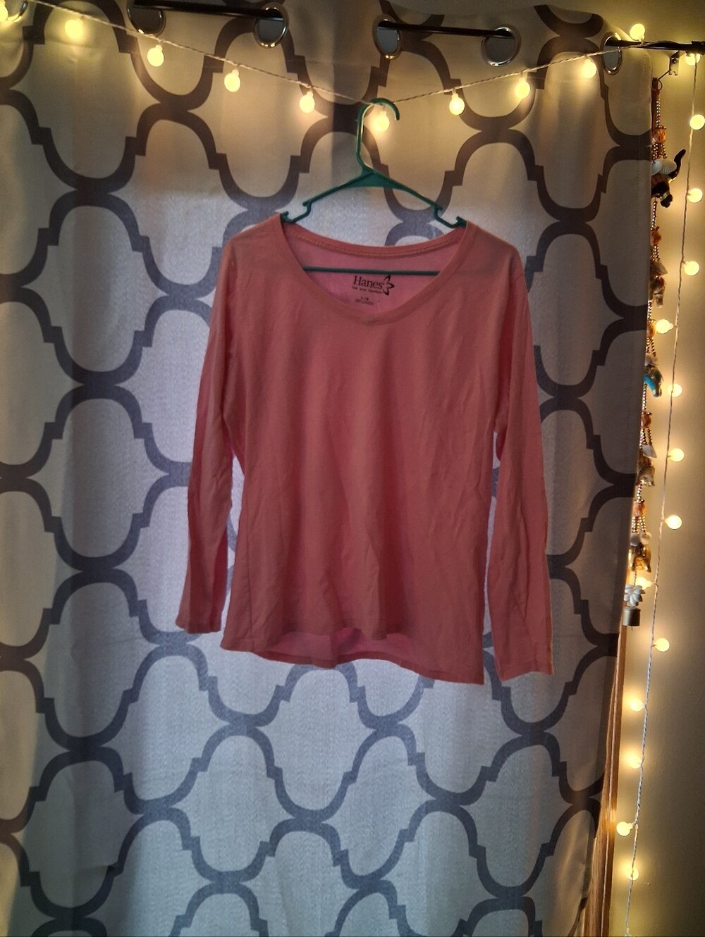 Hanes Women Long-Sleeve Scoop Neck Top - Rose